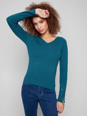 Ribbed V Neck Sweater